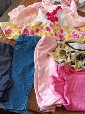 Baby Girl Mixed Outfit Bundle - Pink, Floral, Denim